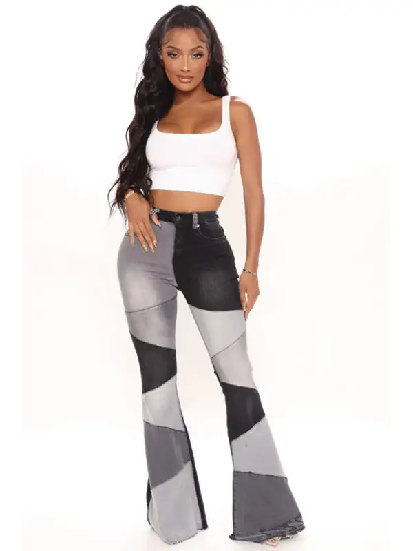 Flare Leg Washed Denim Jeans