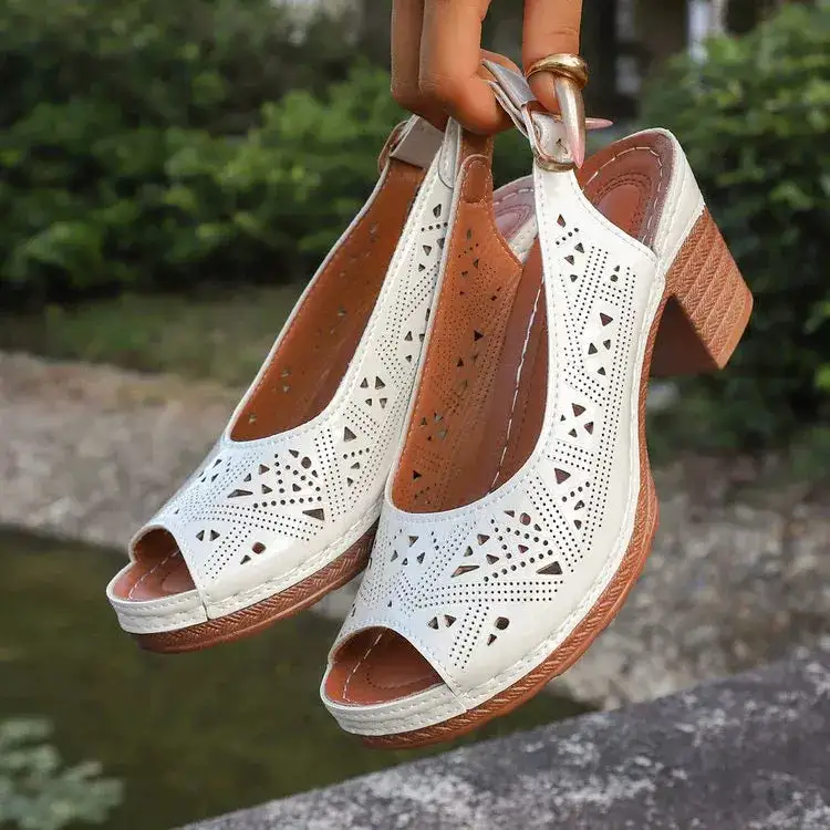 Refined Modern Open Toe Block Heel Sandals