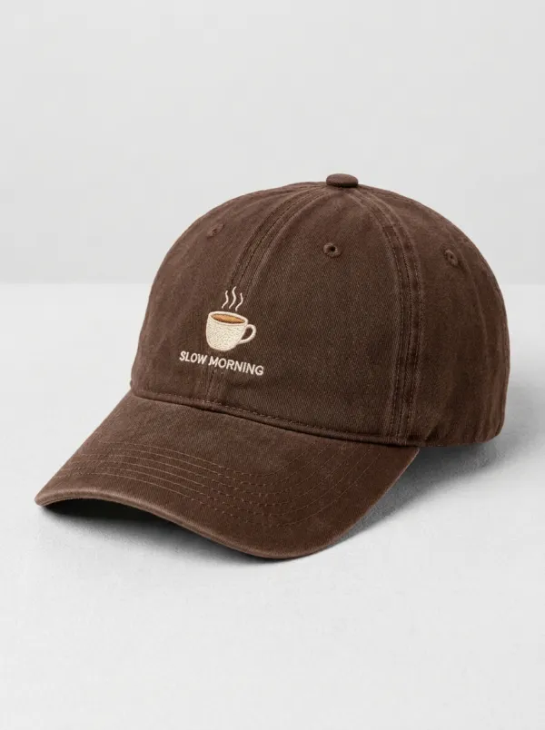 Coffee-Lover Slow-Morning Embroidered Unisex Baseball Cap
