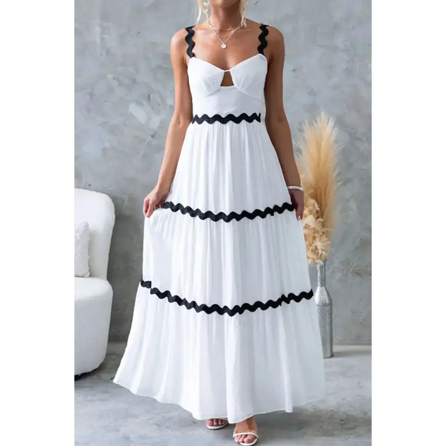 Tiered Maxi Dress with Scalloped Trim