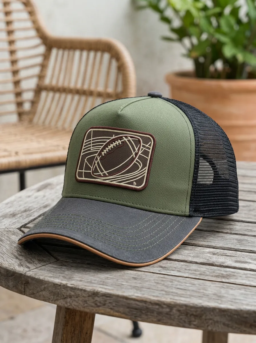Men's American Football Fan Graphic Patch Mesh Trucker Hat