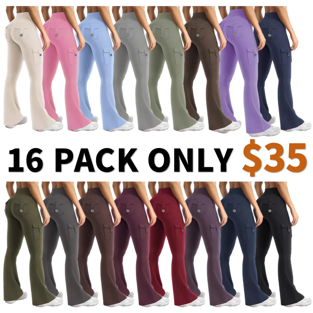 Women's High Waisted Scrunch Flare Yoga Leggings with Pockets