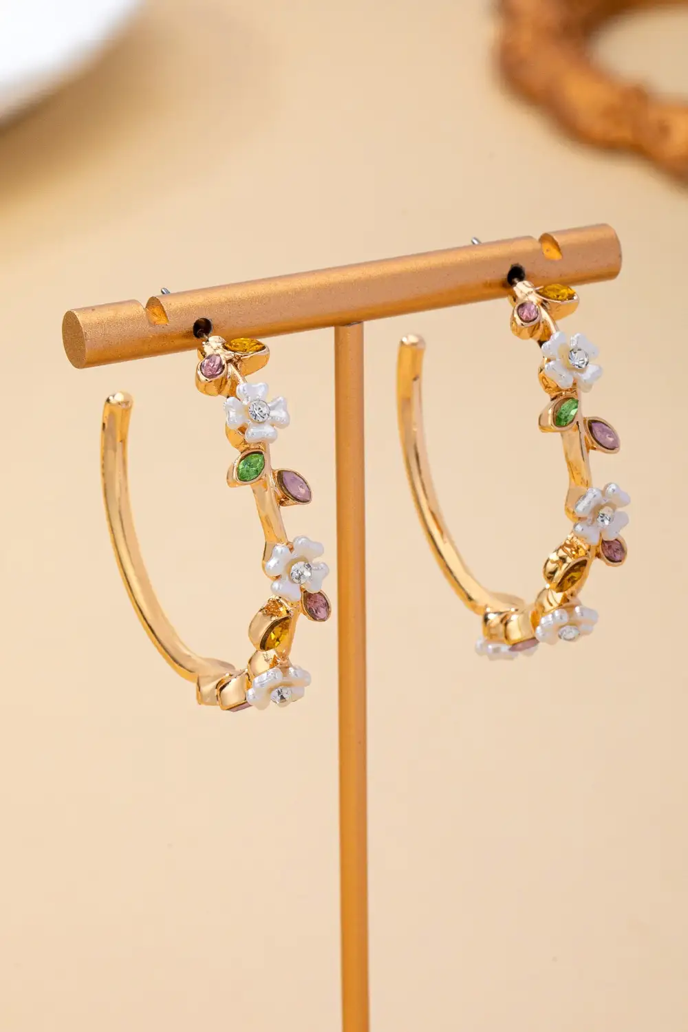 Botanical namel Flowers Crystal Hoop