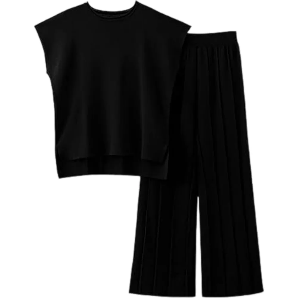 Women's Sweater Set 2 Piece Lounge Set Knit Pullover Tops Vest Pants Outfits