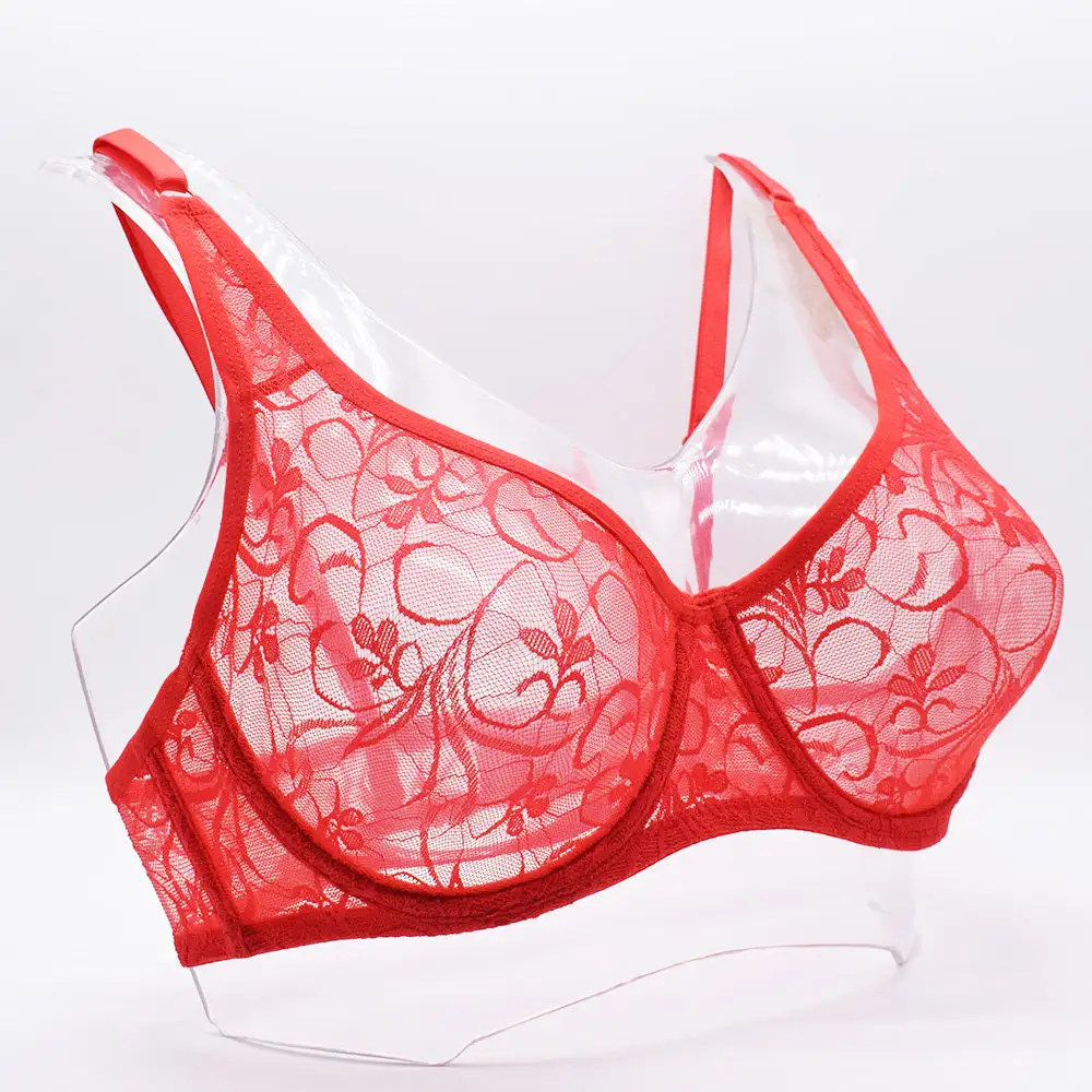 Plus-Size Floral Lace Cup Bra