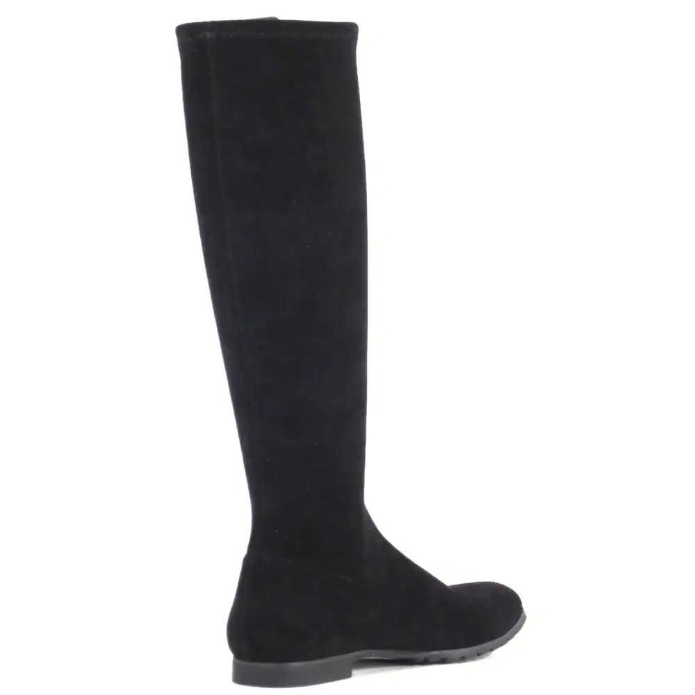 Slip On Low Heel Stretch Knee High Boots