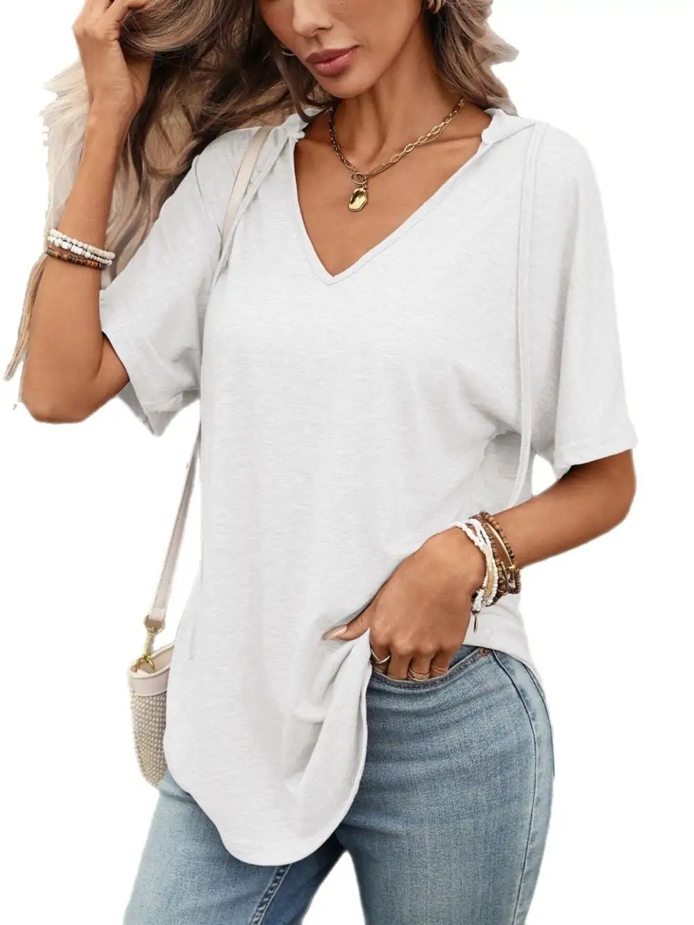 Casual Short Sleeve Hooded T-Shirt