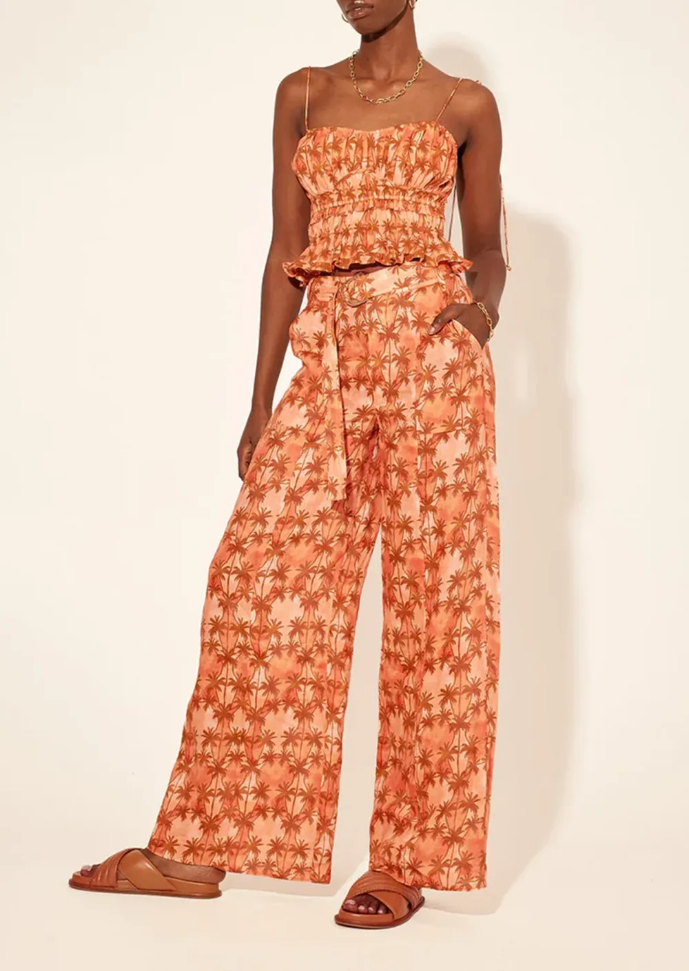 POCKETED WIDE LEG PANTS
