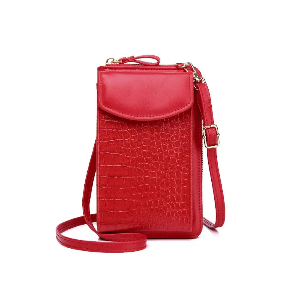 Pu Leather Solid Alligator Grain Mini Purse Cell Phone