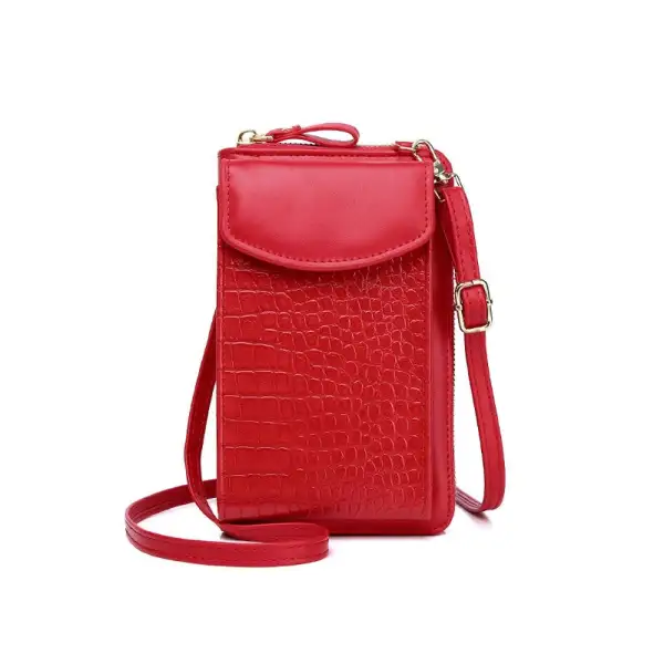 Pu Leather Solid Alligator Grain Mini Purse Cell Phone