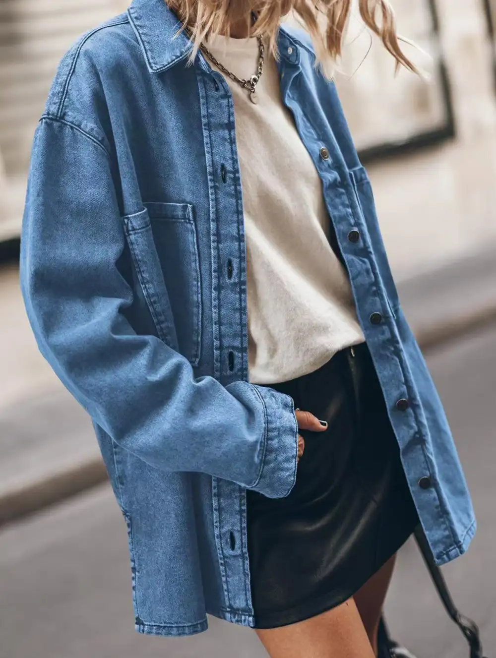 Retro Oversized Denim Shirt Coat