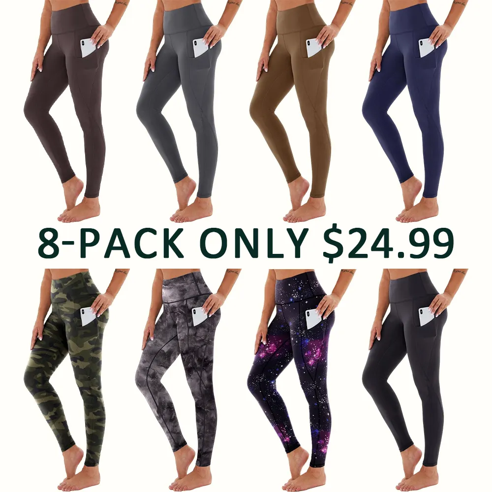 Women's High Waisted Tummy Control Leggings With Pockets – Non See-Through Stretchy Yoga Pants For Workout