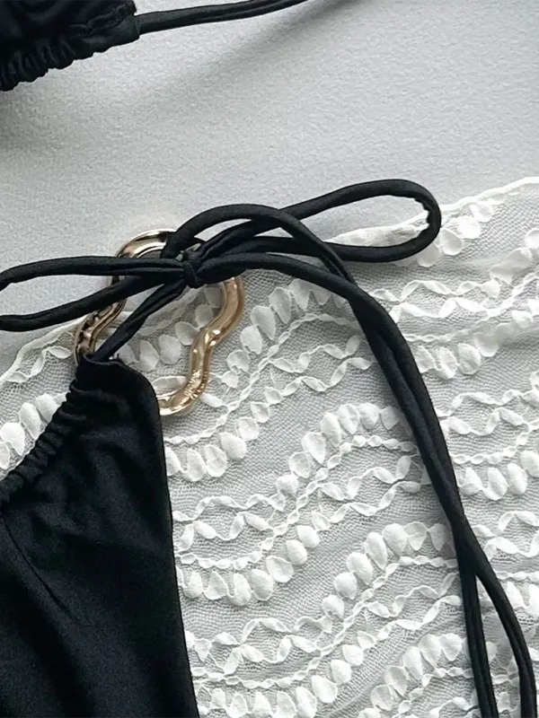 Deep V Clean Bikini Top Swim Set