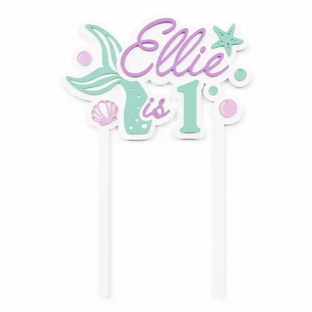 Mermaid Theme Acrylic Cake Topper