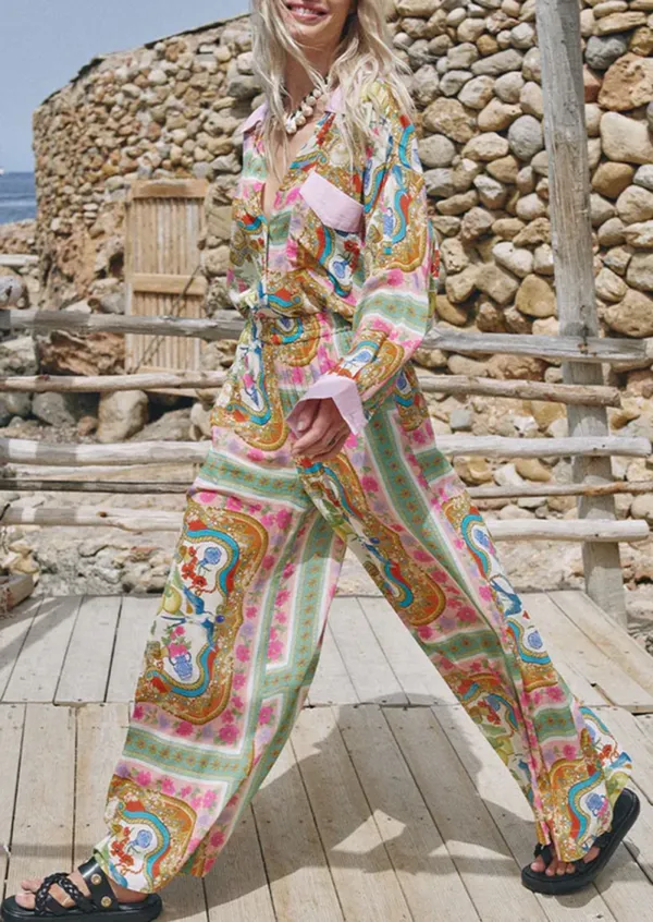 PRINTED ELASTIC WAIST PANTS