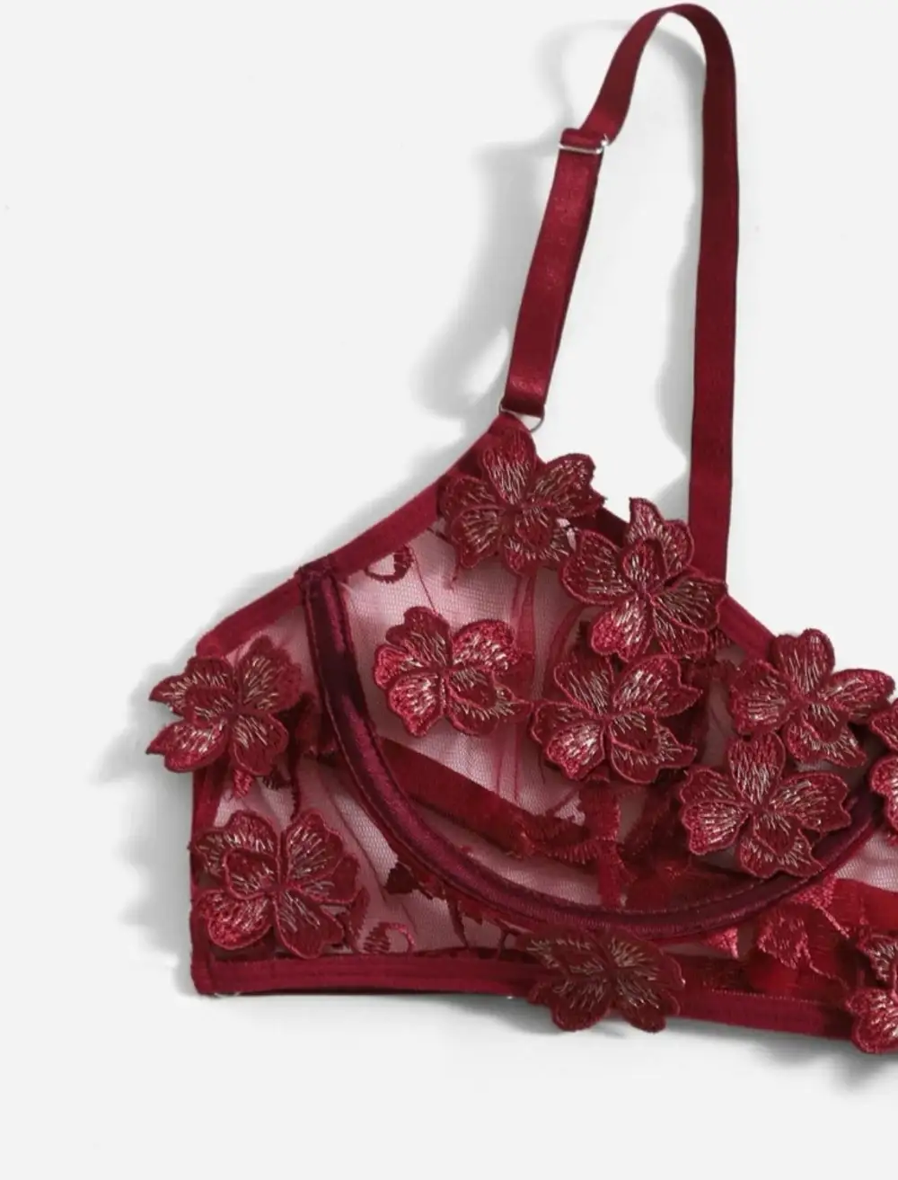 Embroidered Garter Lingerie Set