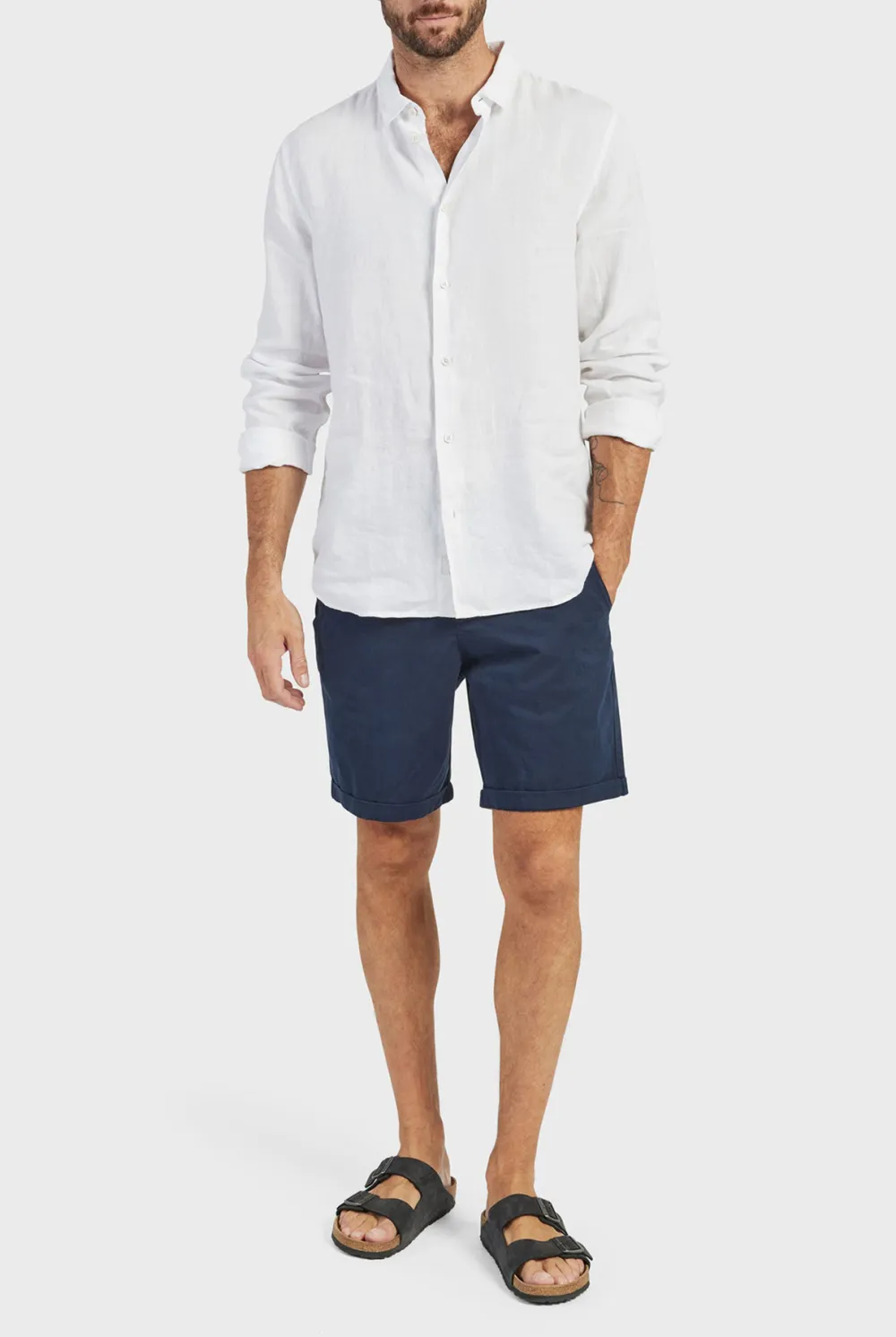 Charcoal Cotton Tailored Shorts