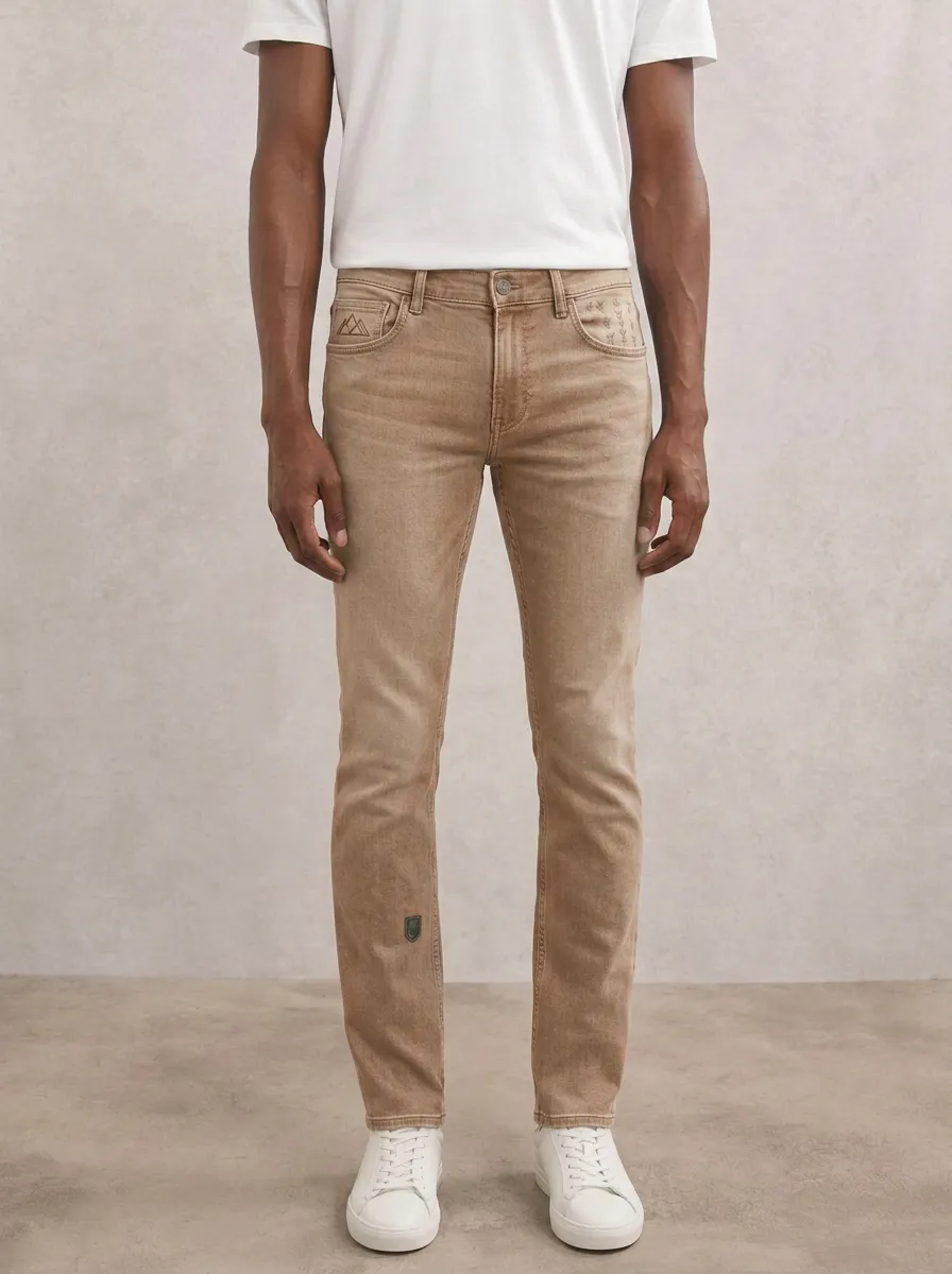 Men's Classic Comfort Mountain Graphic Printed Stretch Denim Jeans