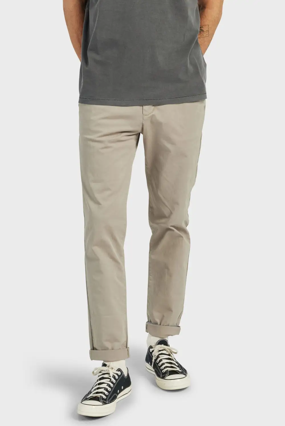 Solid Color Cotton Slim Fit Trousers