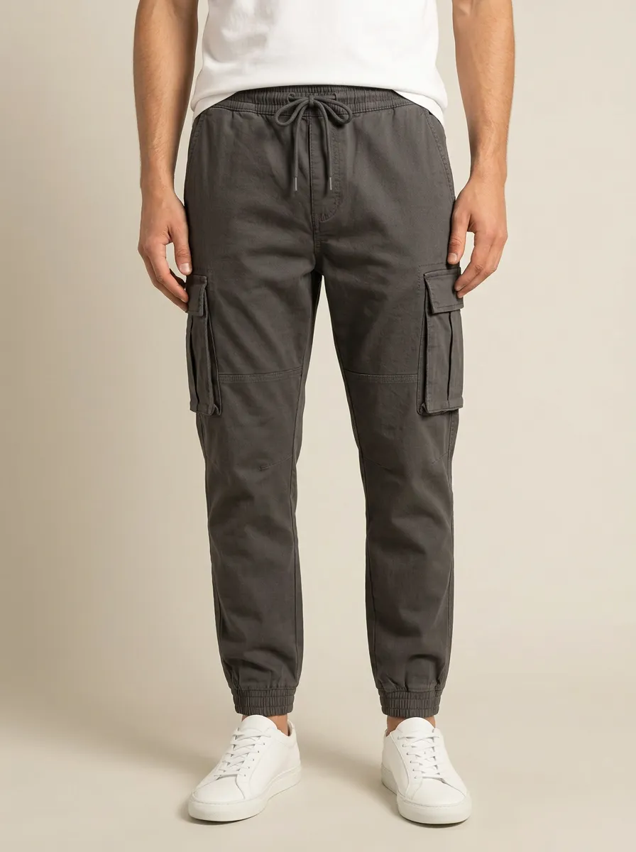 Streetwear Elastic-Waist Men's Cargo Pants