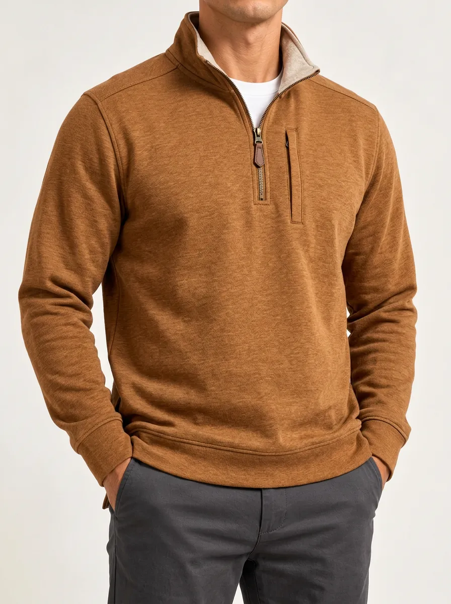 Versatile Solid Finish Quarter-Zip Sweatshirt