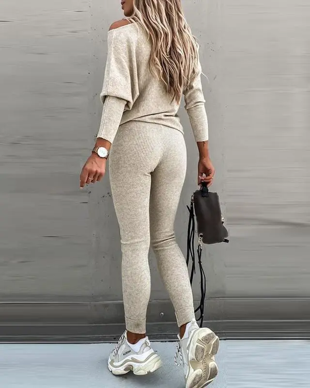 Women's 2 Piece Lounge Outfit Long Sleeve Pullover Tops Drawstring High Waisted Pants Set Tracksuit