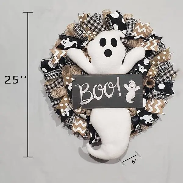 (Farmhouse Ghost Wreath)Halloween wreath, Halloween decor