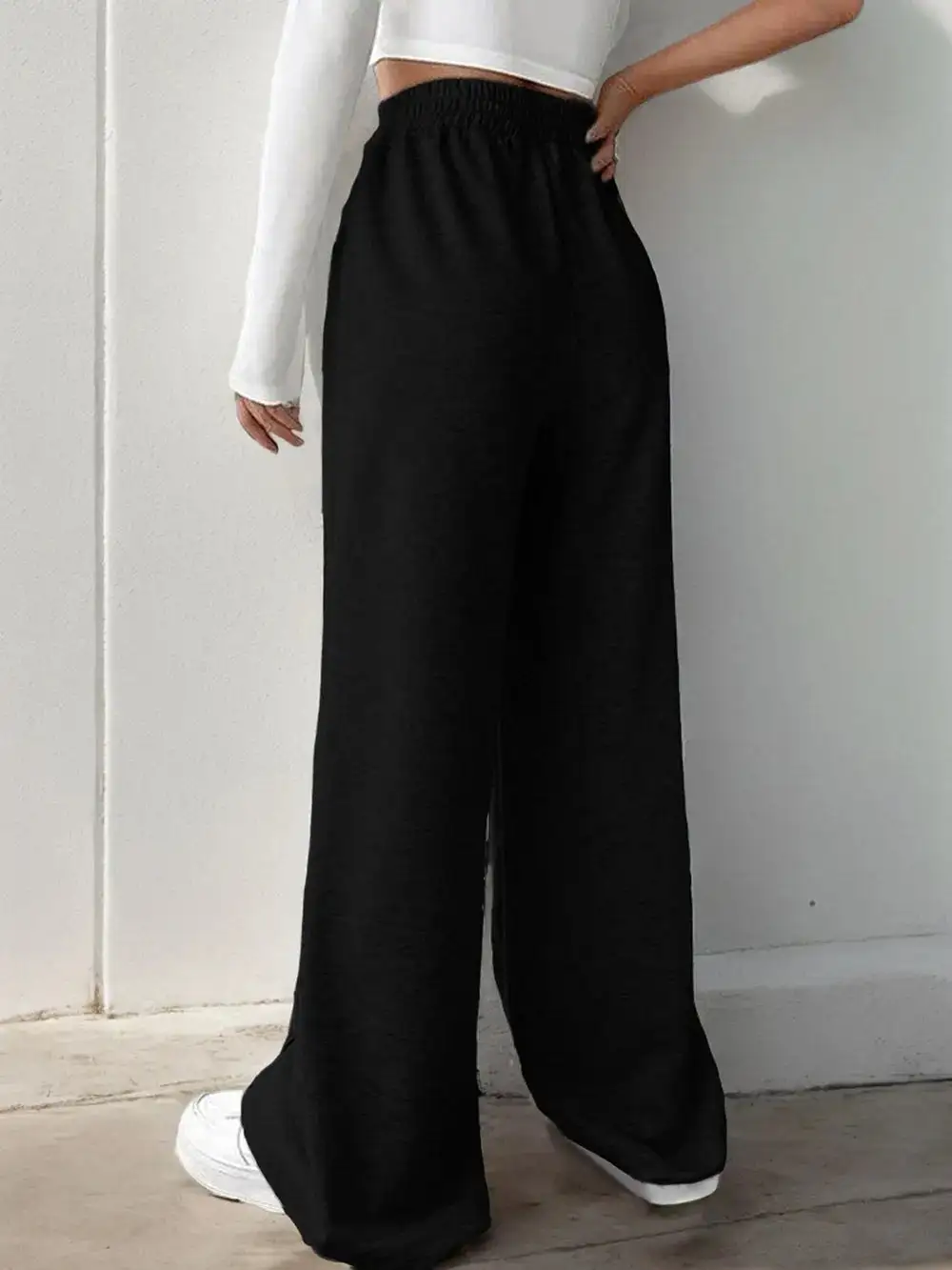 Gathered High Waist Wide Leg Pants