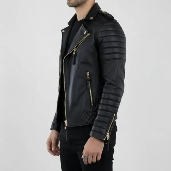 Minimal Leather Biker Motorcycle Jacket
