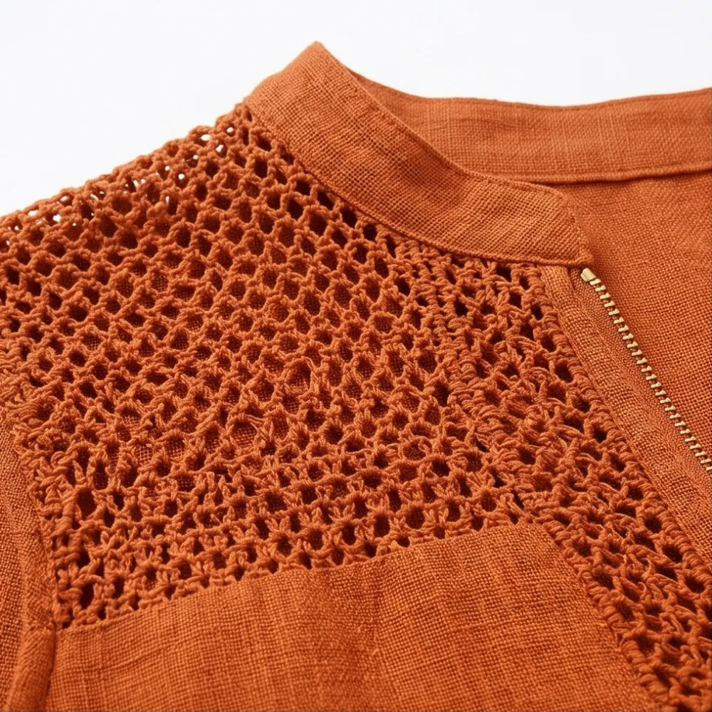Crochet Linen Two Piece Set