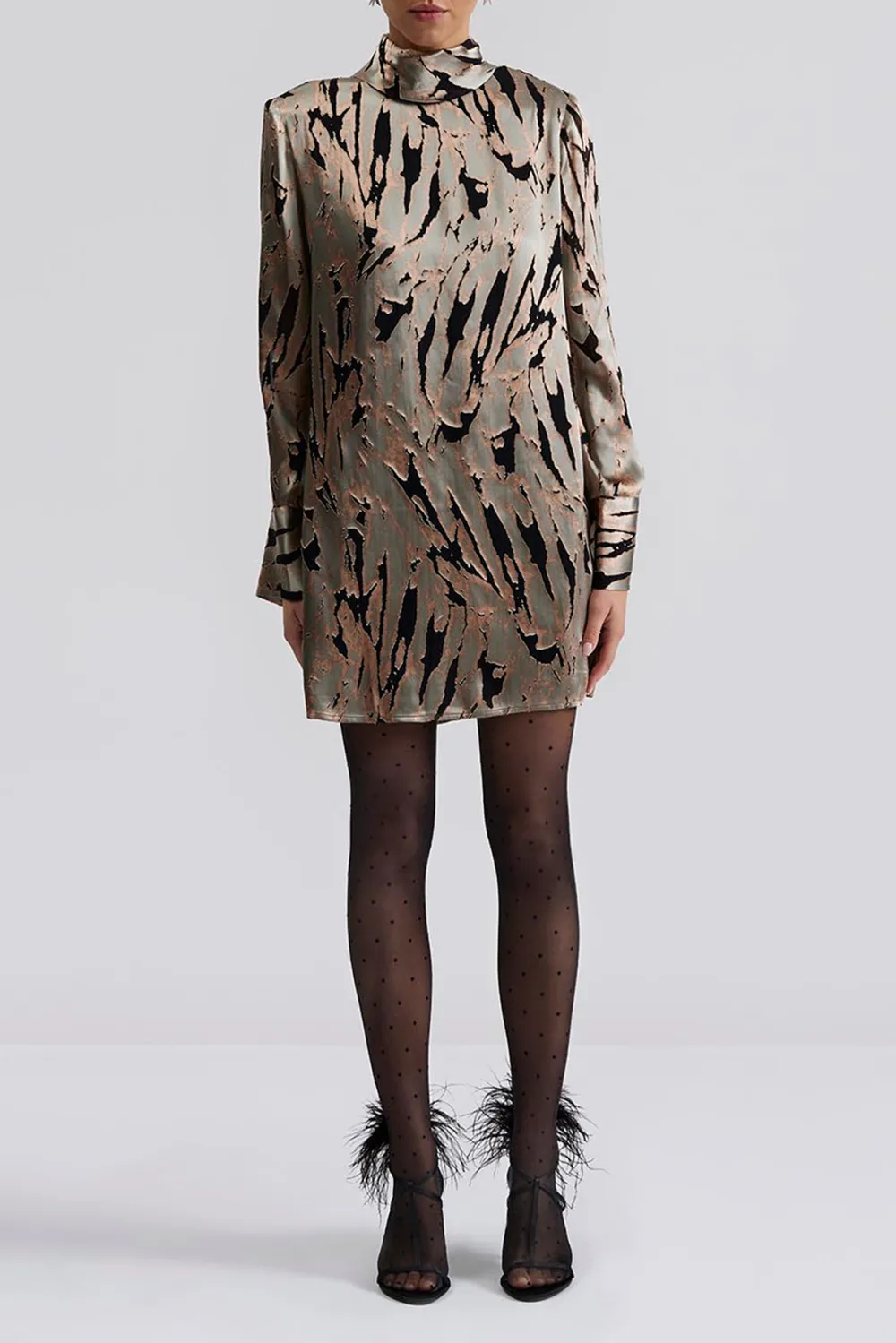 Abstract Print Silk Blend Mini Dress