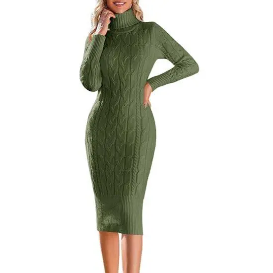 Women’s Long Sleeve Turtleneck Sweater Dress – Effortless Chic, Cozy Confidence