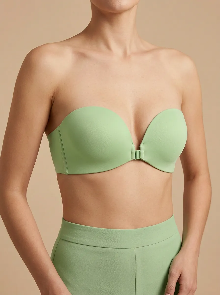 Women's Structured-Cup Molded-Cup Front-Closure Strapless Bra