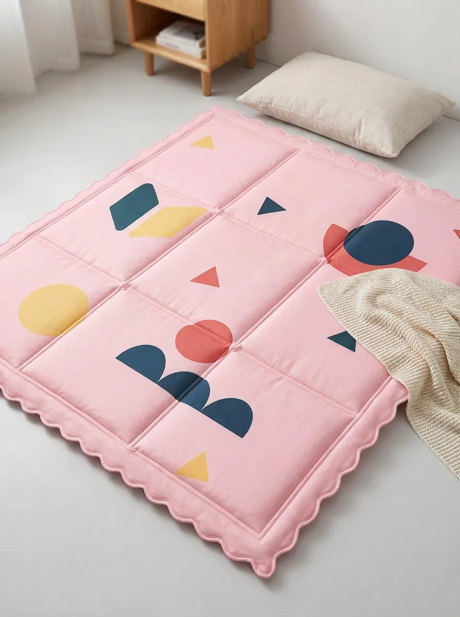 Minimalist Geometric Shapes Pink Pattern Cooling Mat