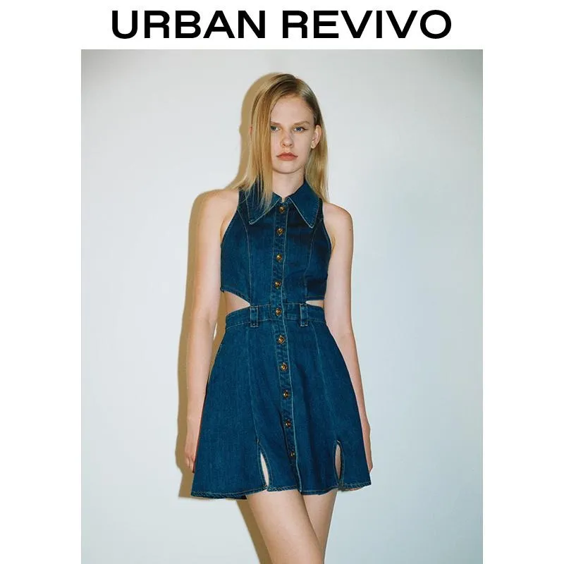 Cut-Out Sleeveless Denim Dress