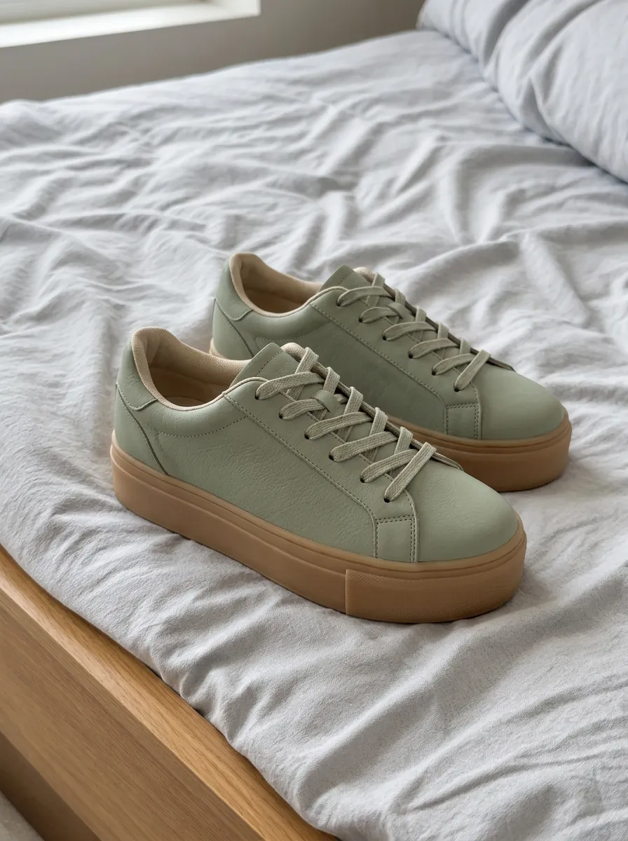 Women's Sage Green Platform Gum Sole Casual Sneakers