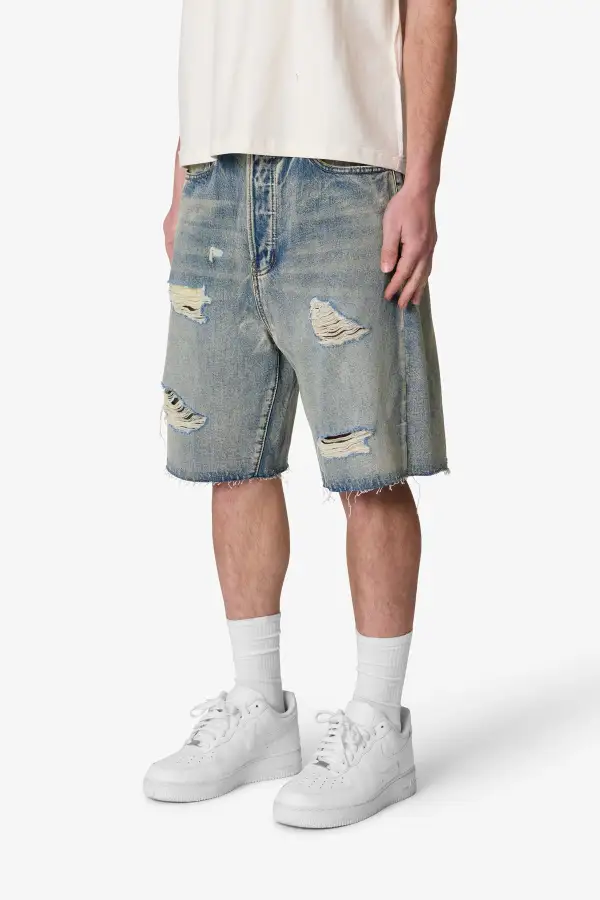 Baggy Frayed Denim Shorts