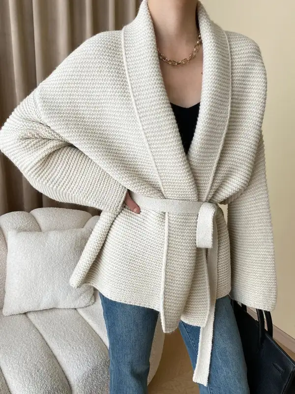 Flowy Knit V Neck Cardigan