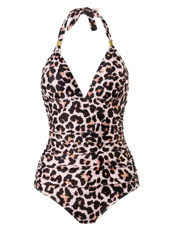 Modest Halter Backless One Piece Swimsuit