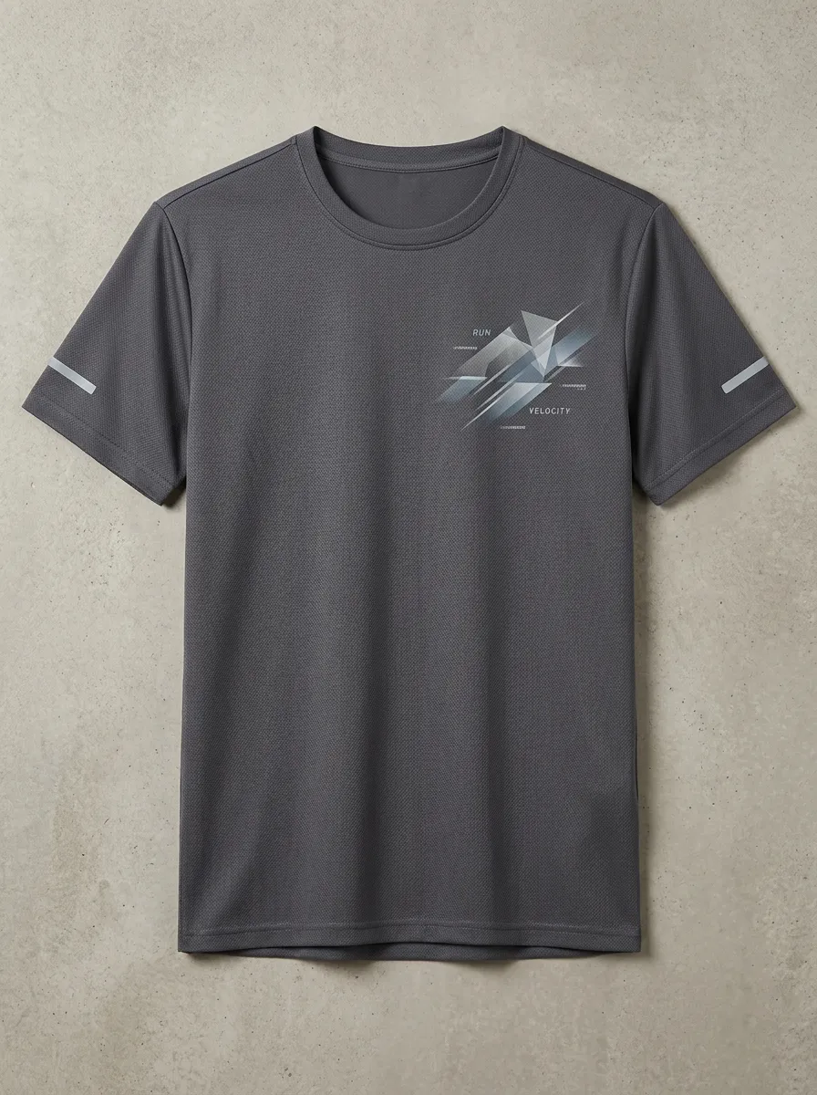 Men's Running Sports Velocity Geometric Printed Reflective Quick-Dry T-Shirt