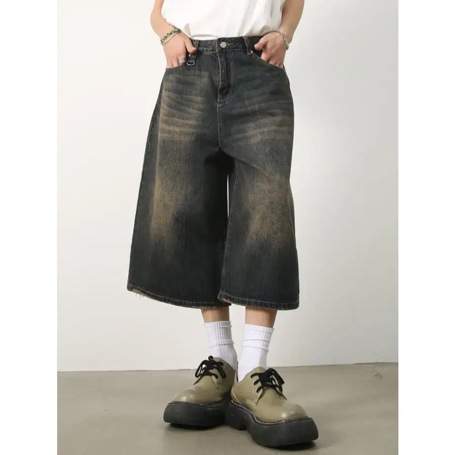 Men's Wide Leg Denim Shorts