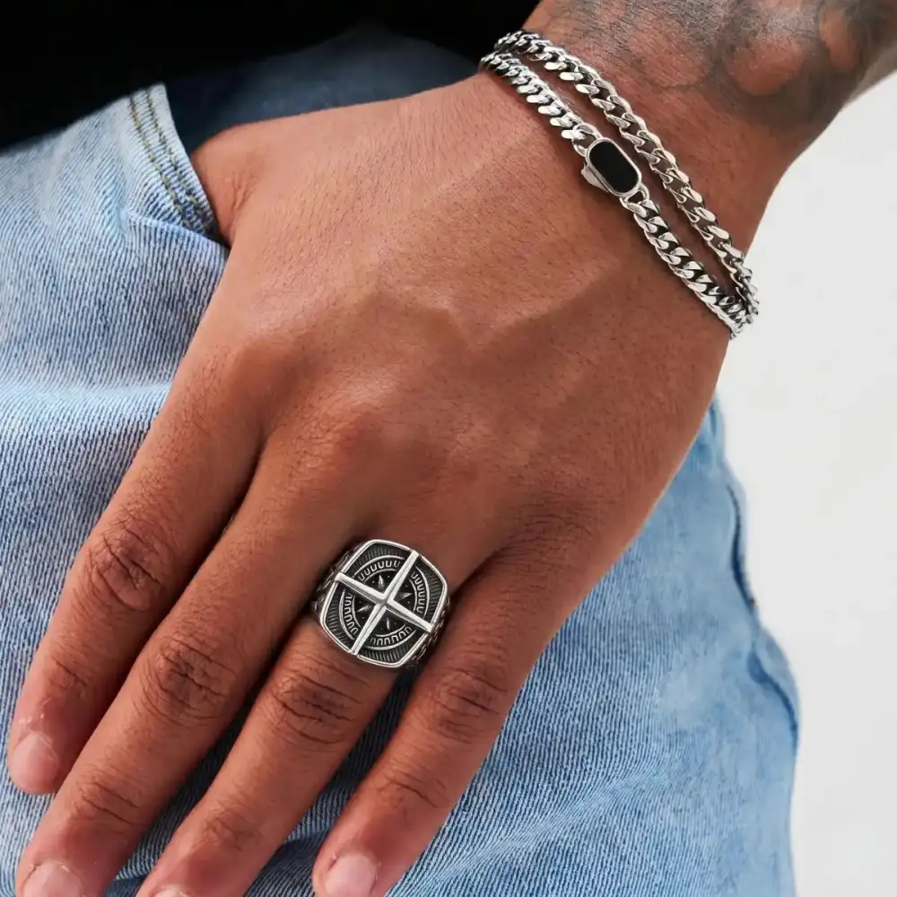 Men's Square Compass Ring