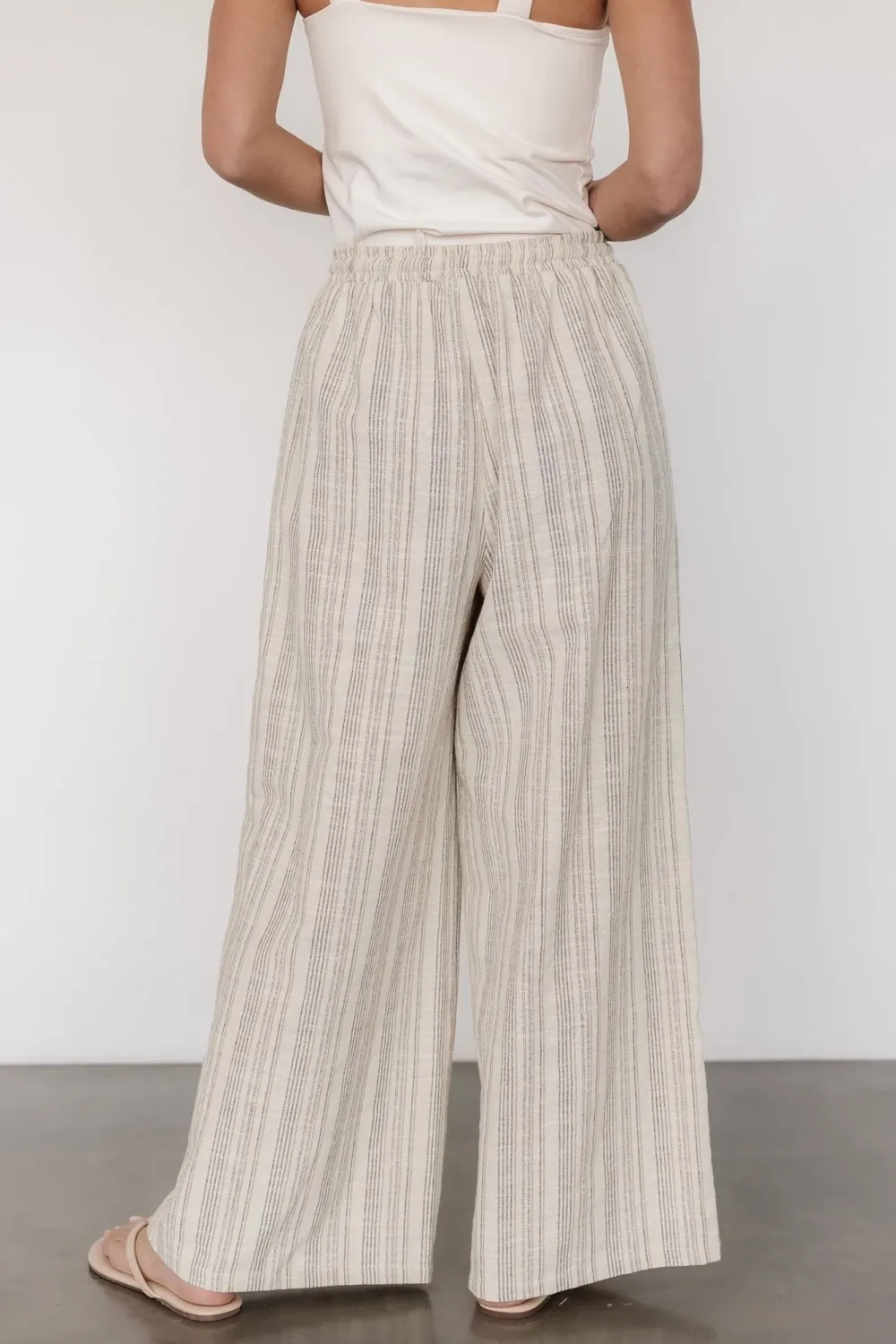 Classic Natural Stripe Straight Leg Slim-Fit Loose Pants