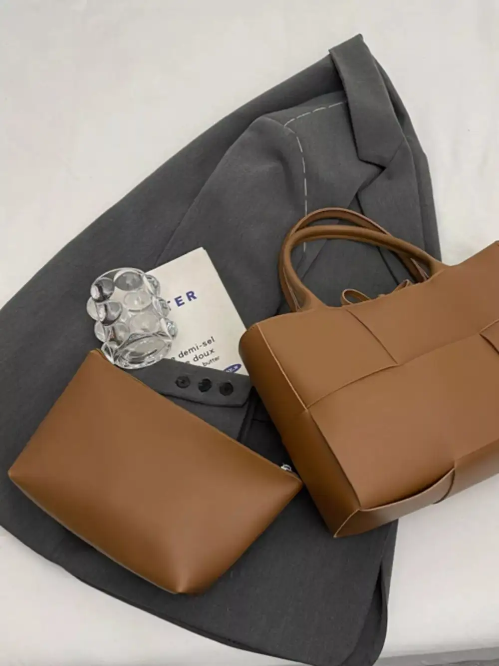 Woven Leather Tote Bag