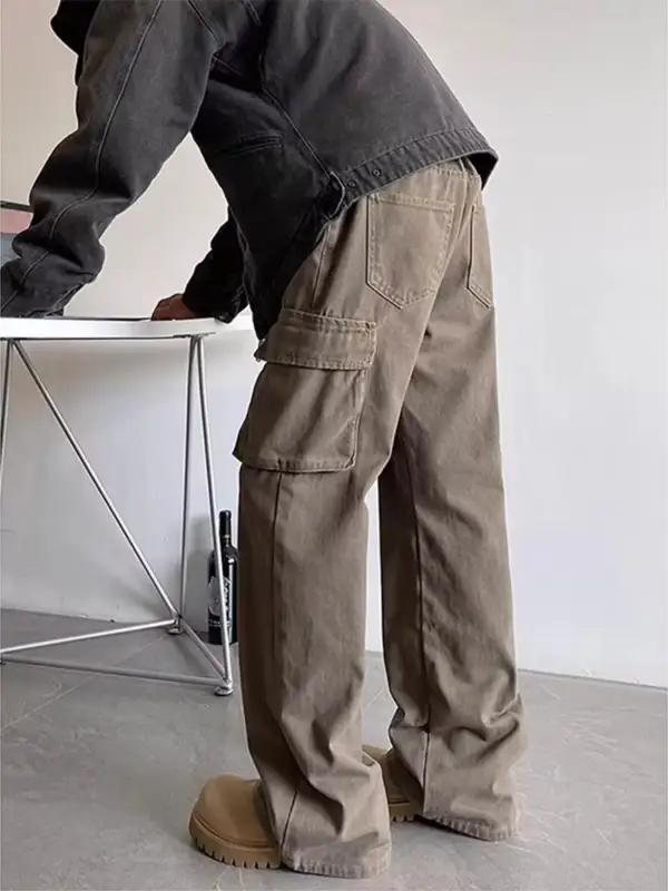 Men's Plus Size Vintage Washed Cargo Pants