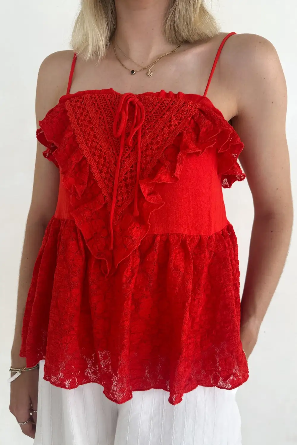 Simple Cut Peplum Ruffle Top