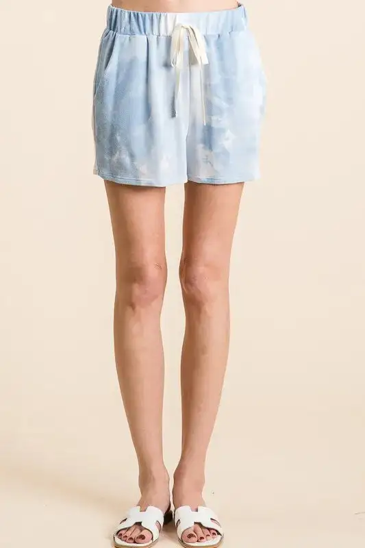 Tie Dye French Terry Casual Shorts with Twill Tape