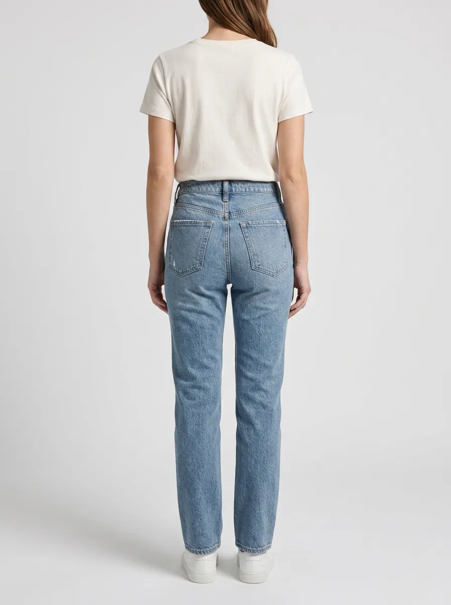 Modern-Casual Distressed Washed Denim Jeans