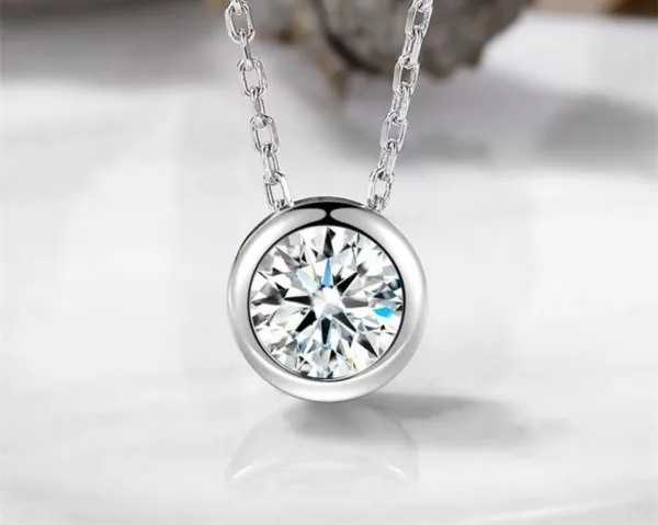 1 Carat Moissanite 925 Sterling Silver Pendant Necklace