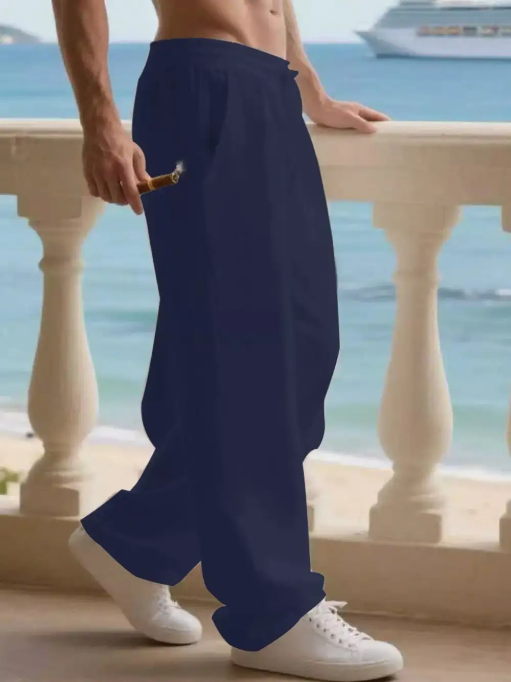 Men's Full Size Casual Loose Linen Pants Plus